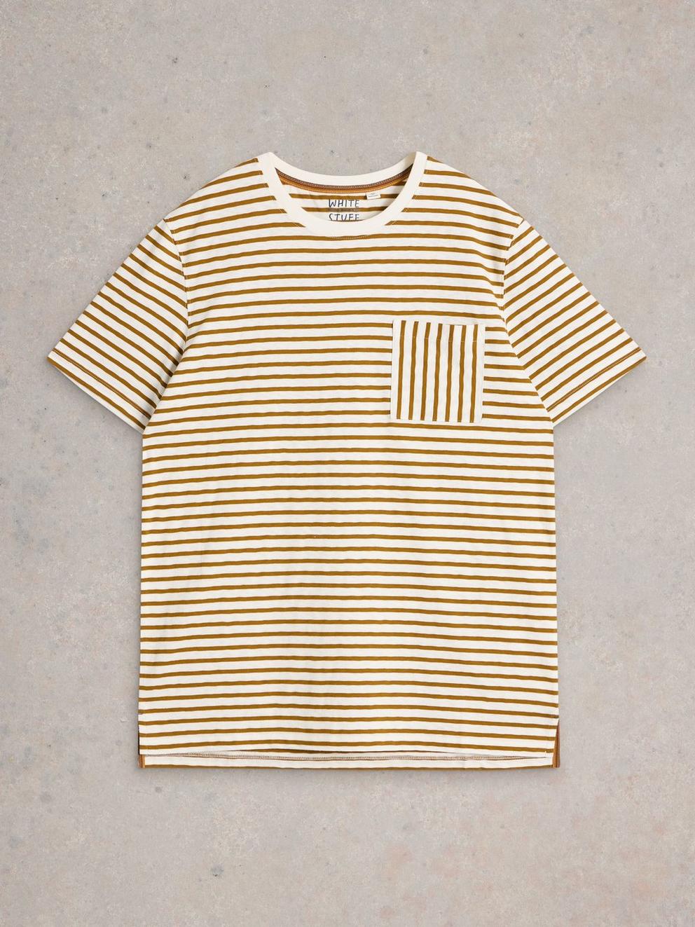 Abersoch Stripe Crew Neck Tee in NAT MLT - FLAT FRONT