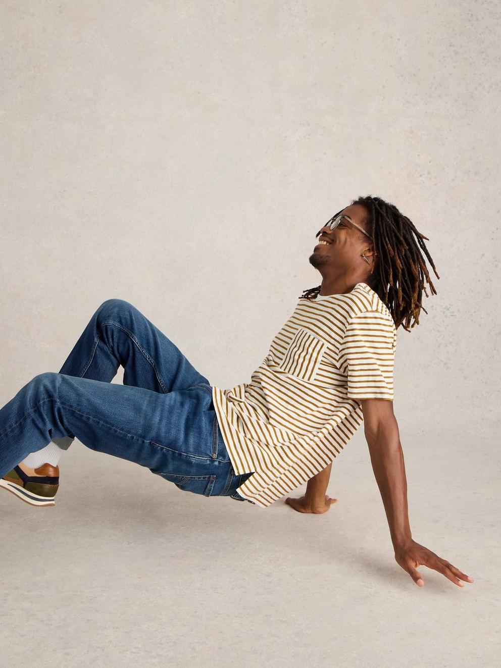 Abersoch Stripe Crew Neck Tee in NAT MLT - LIFESTYLE