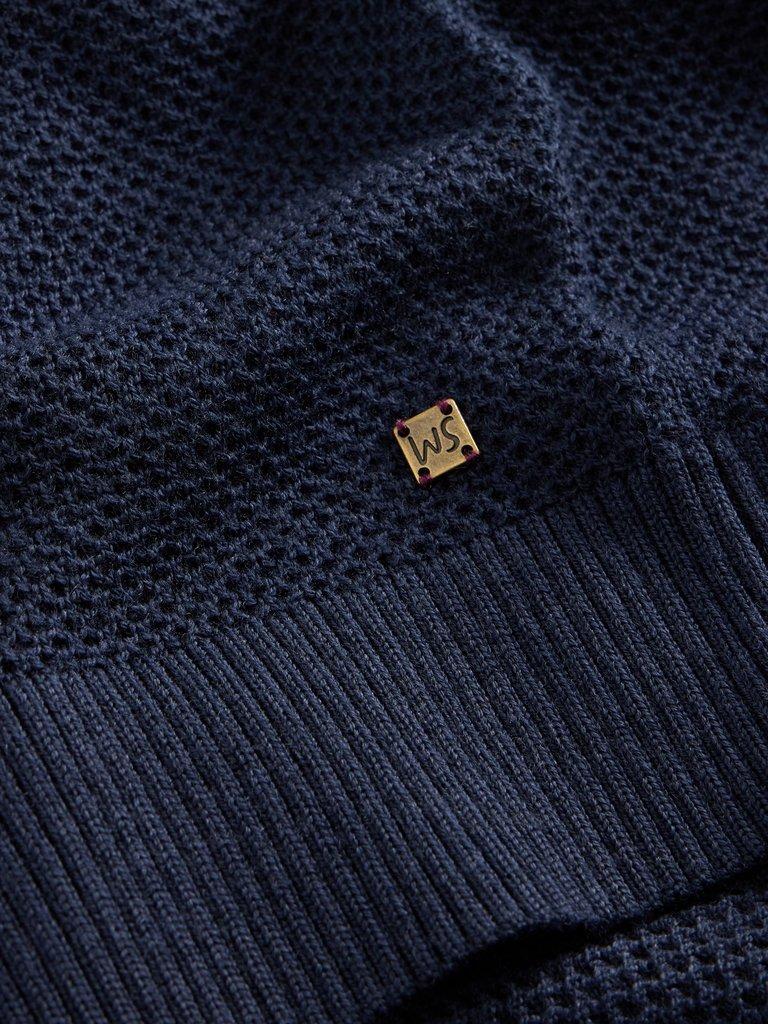 Newport Merino Wool Henley in DARK NAVY - FLAT DETAIL