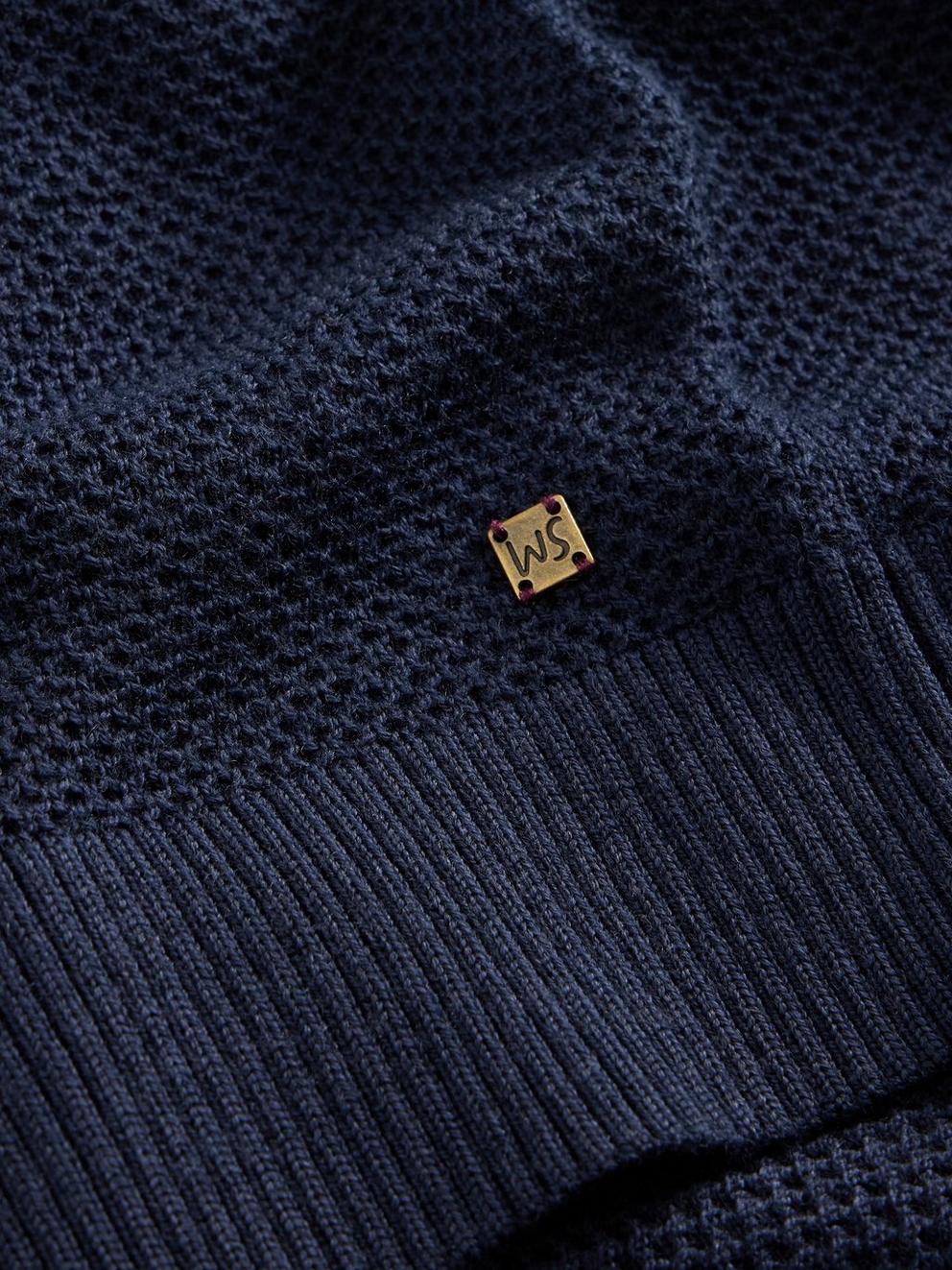 Newport Merino Wool Henley in DARK NAVY - FLAT DETAIL