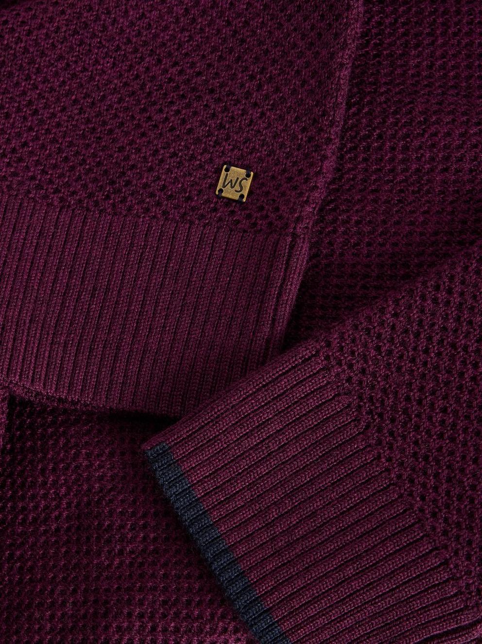 Newport Merino Wool Henley in DK PLUM - FLAT DETAIL