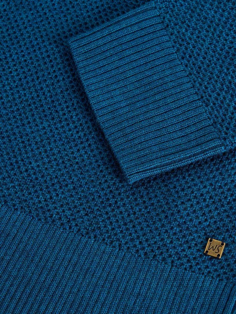 Newport Merino Wool Henley in MID TEAL - FLAT DETAIL