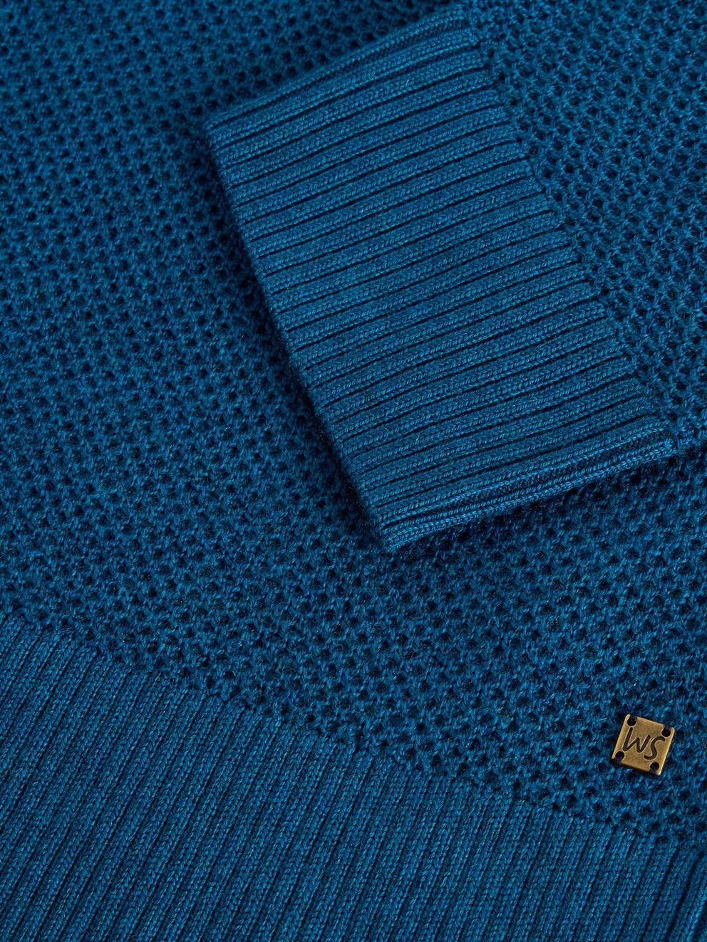 Newport Merino Wool Henley in MID TEAL - FLAT DETAIL