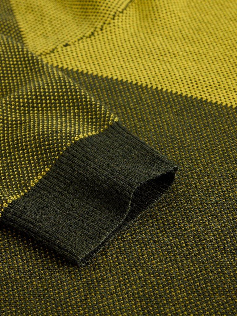 Newport Wool Merino Jacquard Crew in YELLOW MLT - FLAT DETAIL