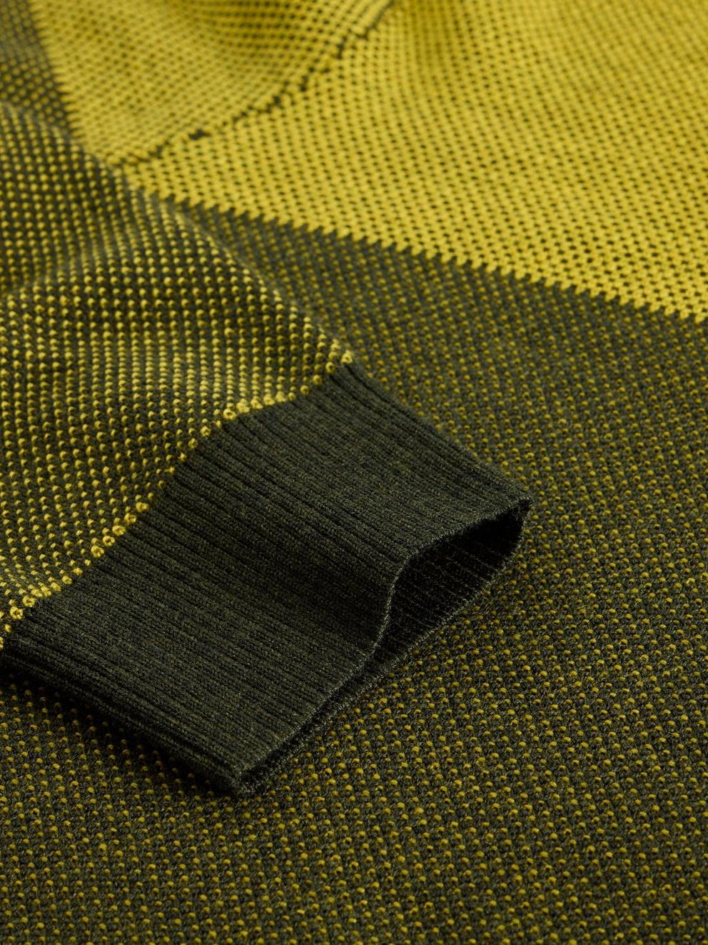 Newport Wool Merino Jacquard Crew in YELLOW MLT - FLAT DETAIL