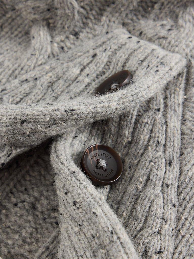 Berkley Shawl Wool Neck Jumper in LGT GREY - FLAT DETAIL