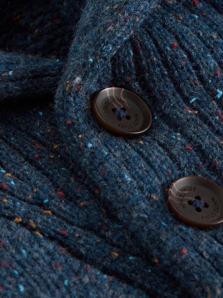 Berkley Shawl Wool Neck Jumper in NAVY MULTI - FLAT DETAIL