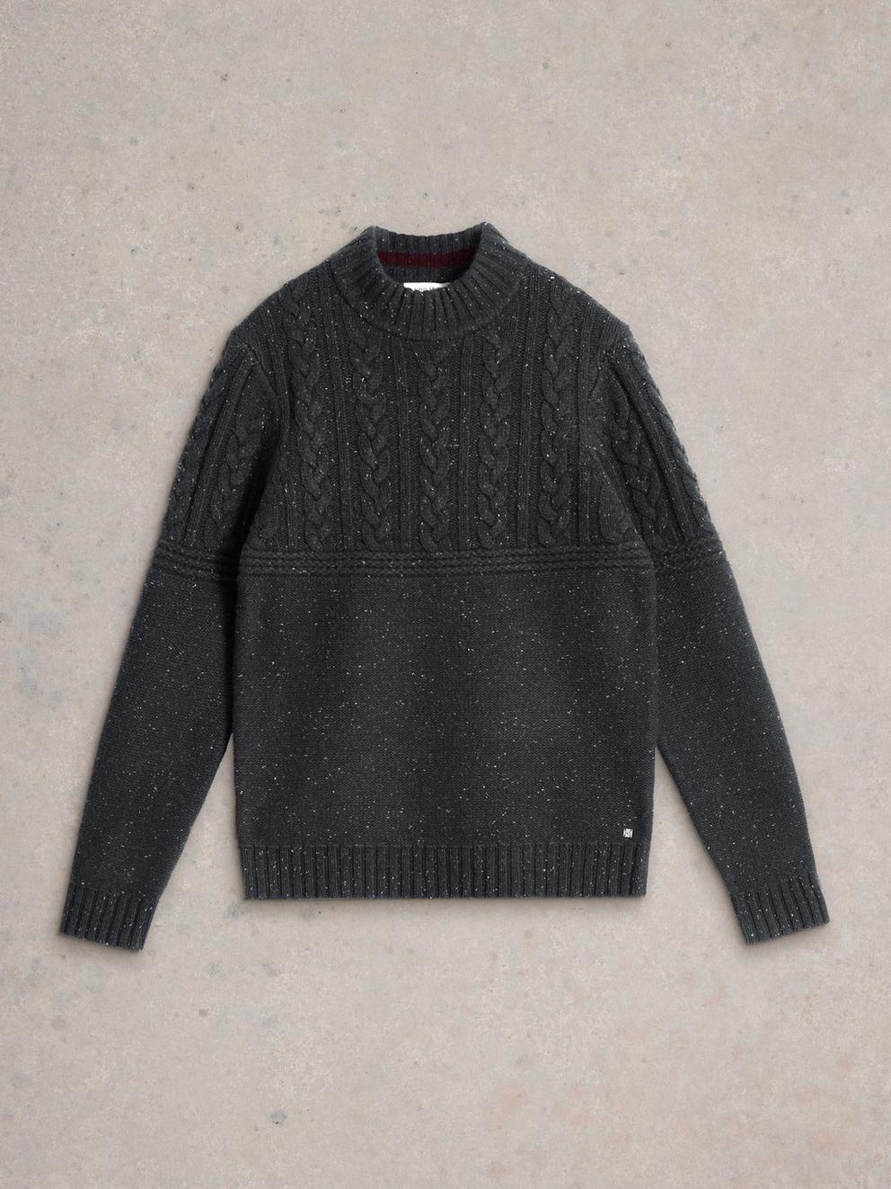 Berkley Wool Crew Neck Jumper in CHARC GREY - FLAT FRONT