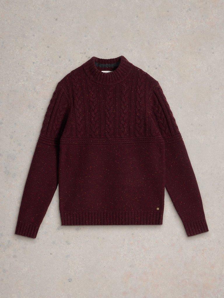 Berkley Wool Crew Neck Jumper in PLUM MLT - FLAT FRONT