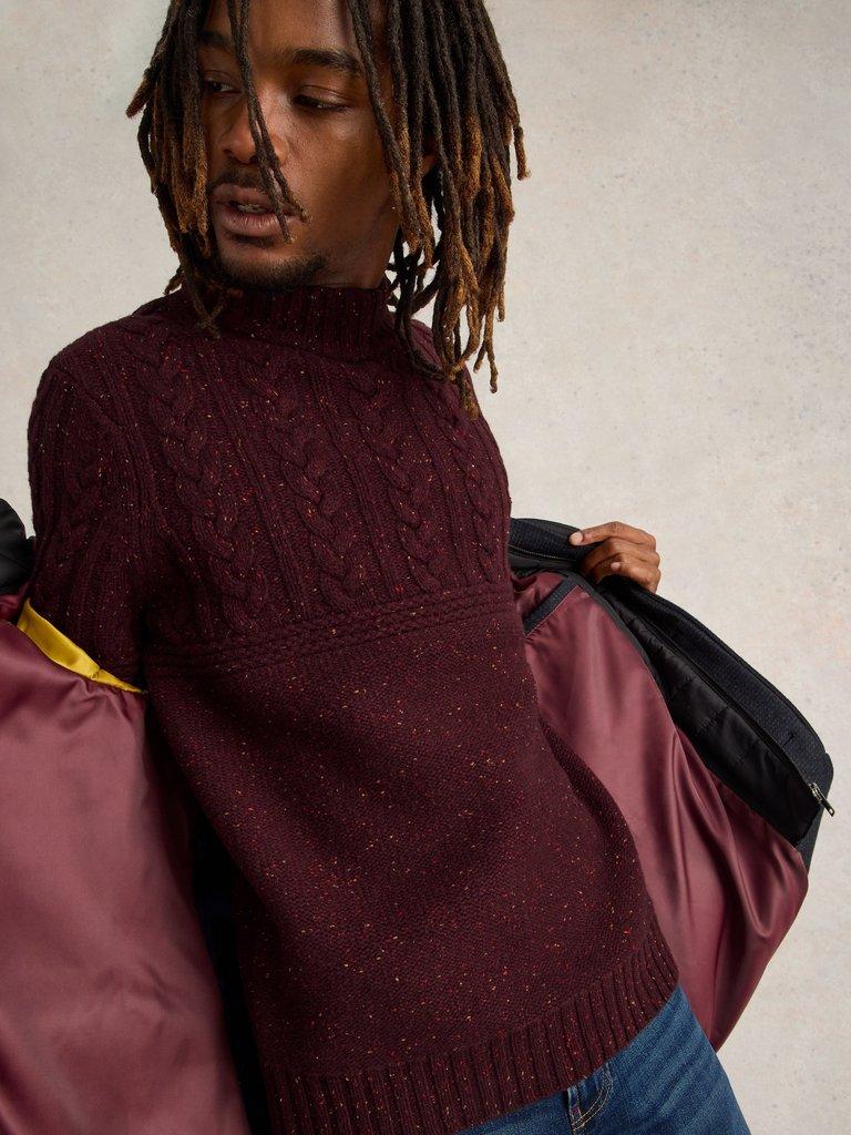 Berkley Wool Crew Neck Jumper in PLUM MLT - LIFESTYLE