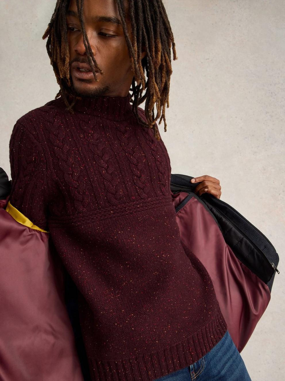 Berkley Crew Neck Jumper in PLUM MLT - LIFESTYLE