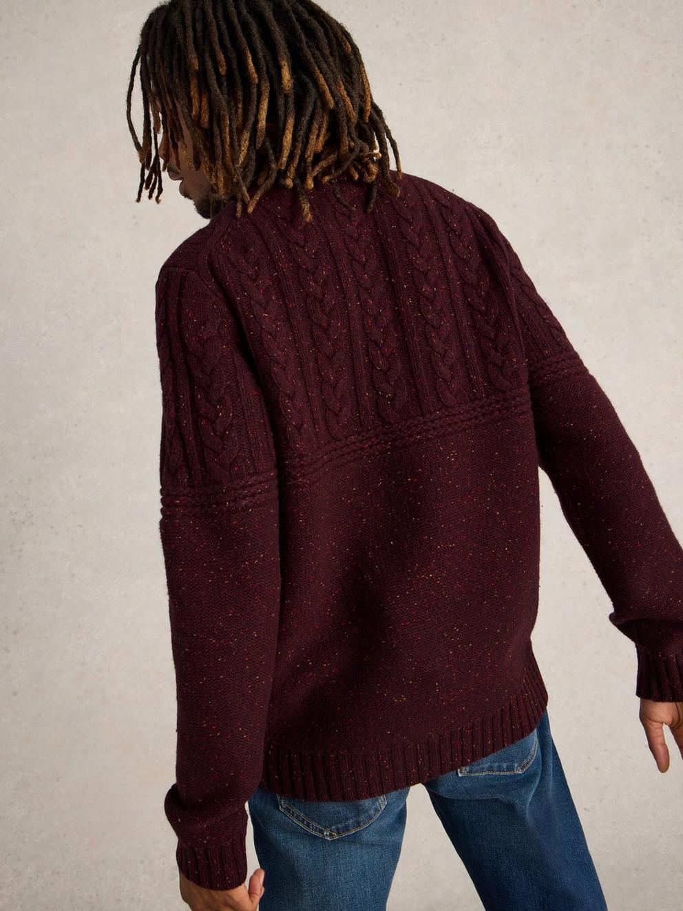 Berkley Crew Neck Jumper in PLUM MLT - MODEL BACK