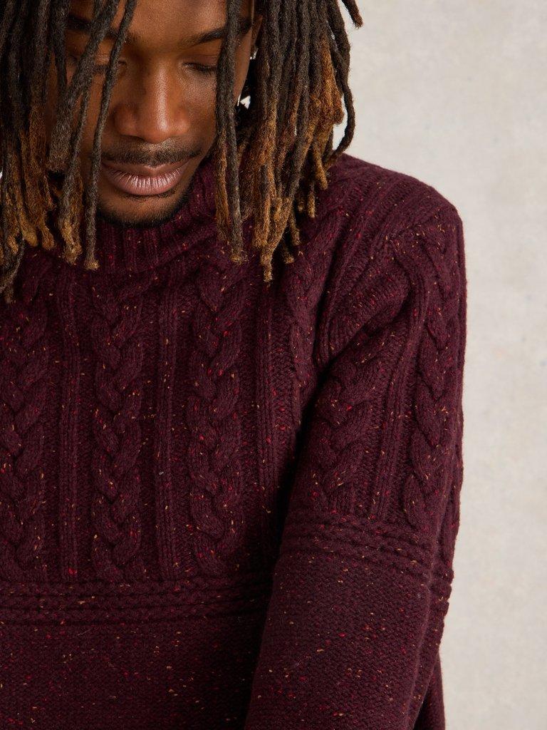 Berkley Crew Neck Jumper in PLUM MLT - MODEL DETAIL