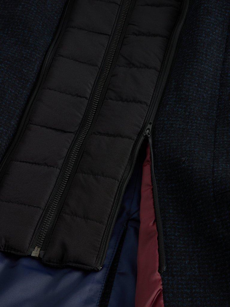 Wool Funnel Neck Coat in DARK NAVY - FLAT DETAIL