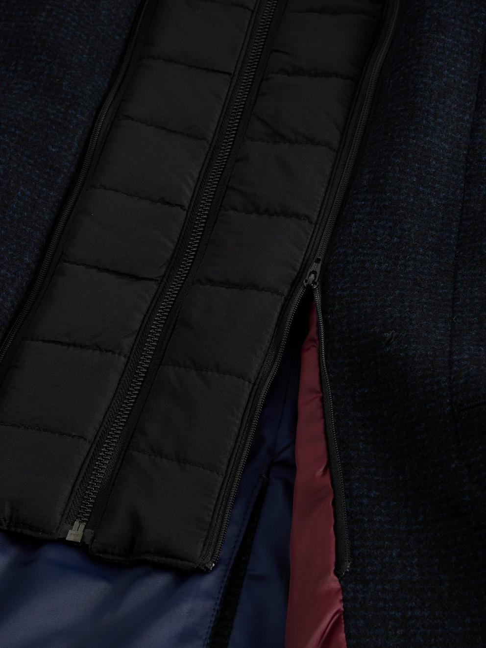 Wool Funnel Neck Coat in DARK NAVY - FLAT DETAIL