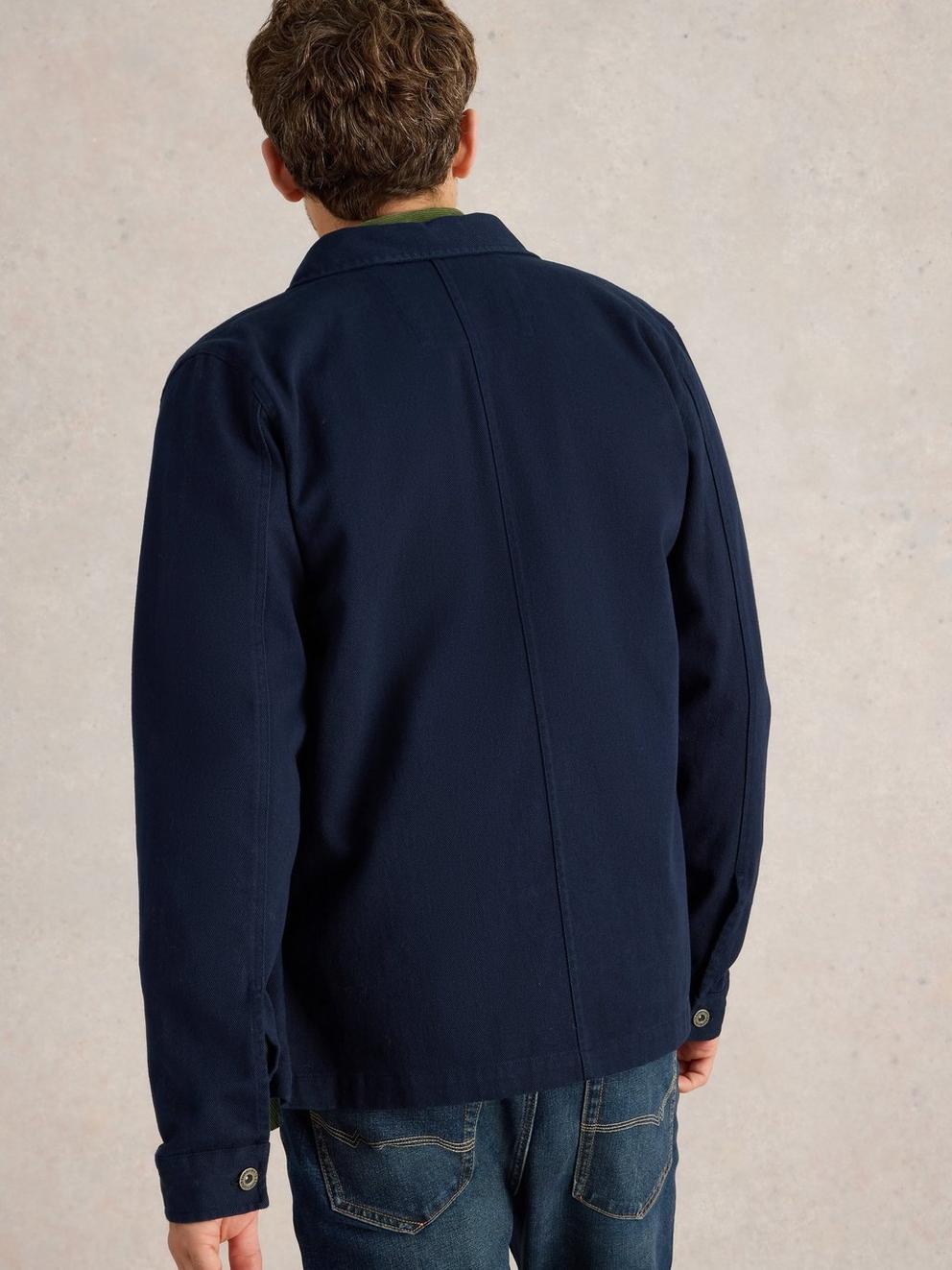 Kynman Workwear Cotton Jacket in DARK NAVY - MODEL BACK