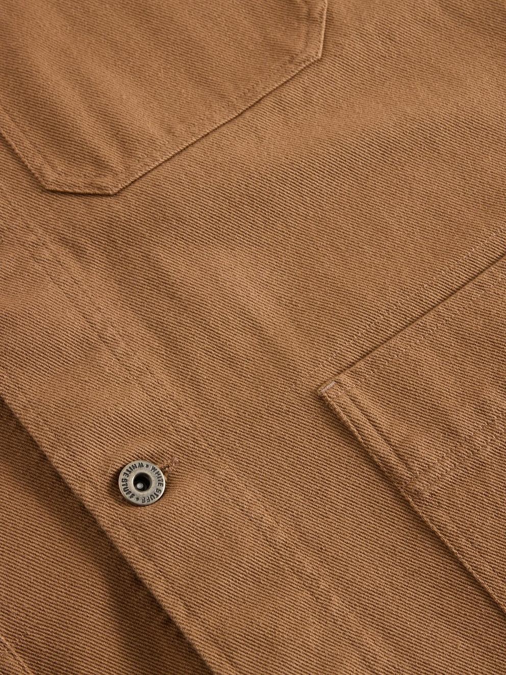 Kynman Workwear Cotton Jacket in DARK TAN - FLAT DETAIL