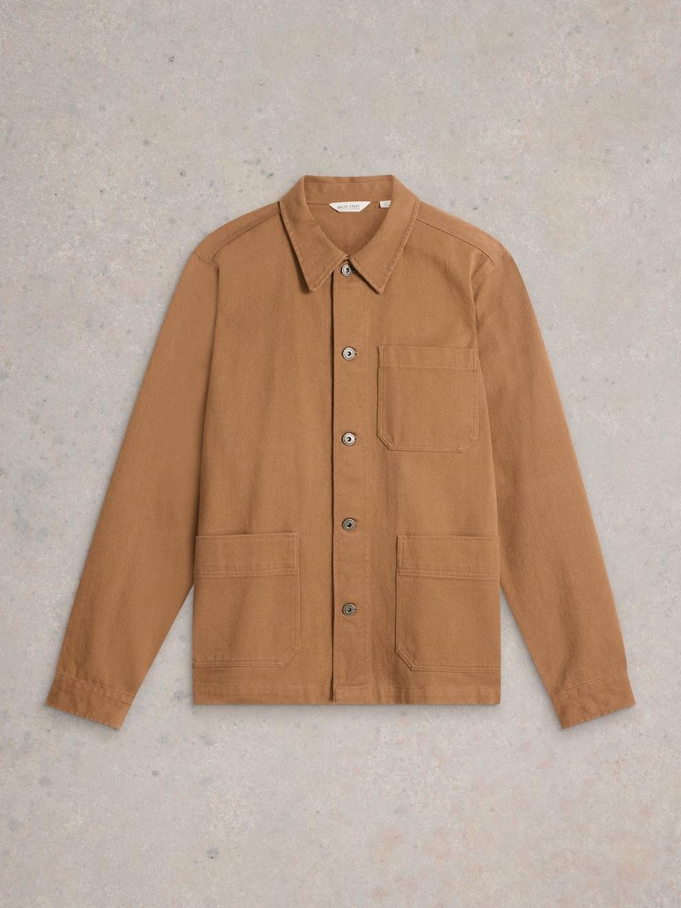 Kynman Workwear Cotton Jacket in DARK TAN - FLAT FRONT