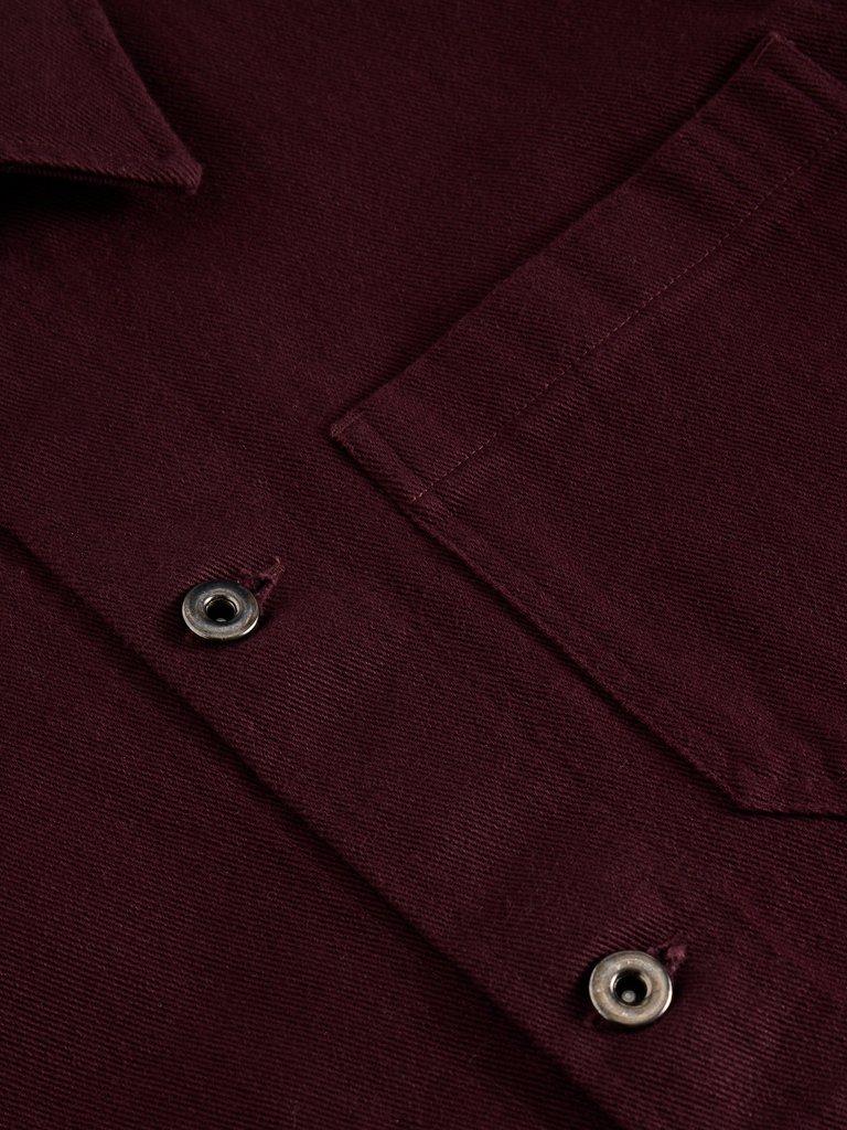 Kynman Workwear Cotton Jacket in DK PLUM - FLAT DETAIL