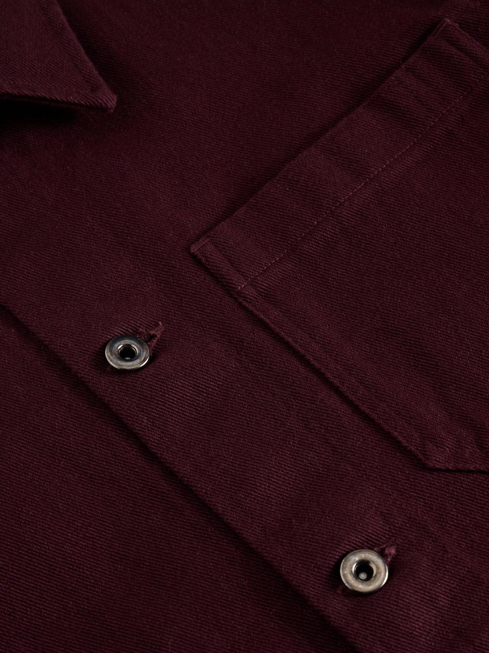 Kynman Workwear Cotton Jacket in DK PLUM - FLAT DETAIL