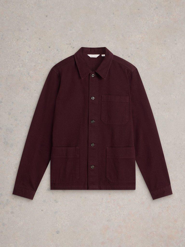 Kynman Workwear Cotton Jacket in DK PLUM - FLAT FRONT