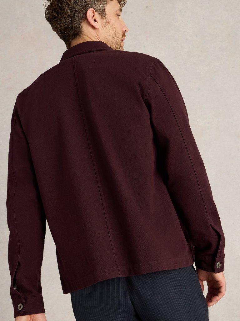 Kynman Workwear Cotton Jacket in DK PLUM - MODEL BACK