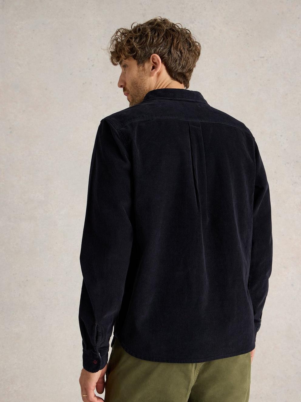 Griffin Cord Shirt in DARK NAVY - MODEL BACK