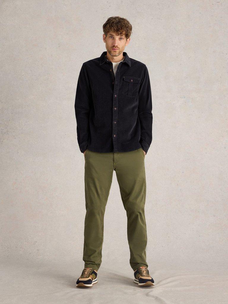 Griffin Cord Shirt in DARK NAVY - MODEL FRONT