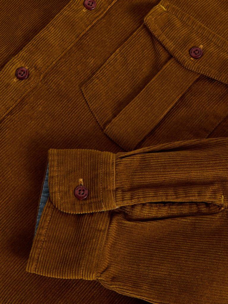 Griffin Cord Shirt in MID BROWN - FLAT DETAIL