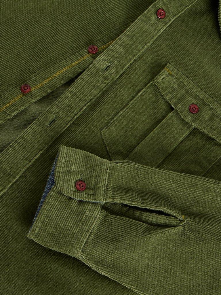 Griffin Cord Shirt in MID GREEN - FLAT DETAIL