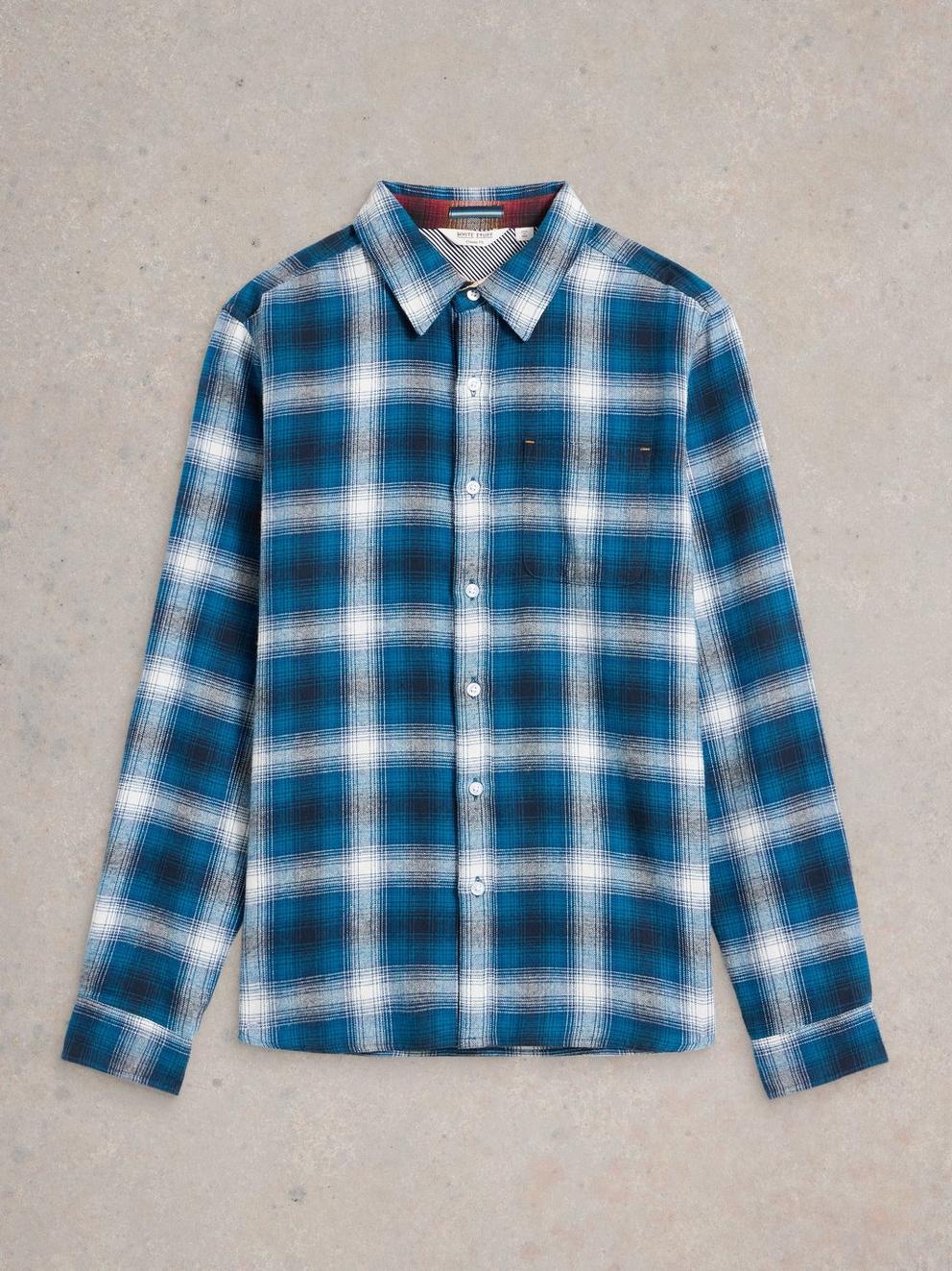 Moxley Flannel Checked Shirt in BLUE MLT - FLAT FRONT