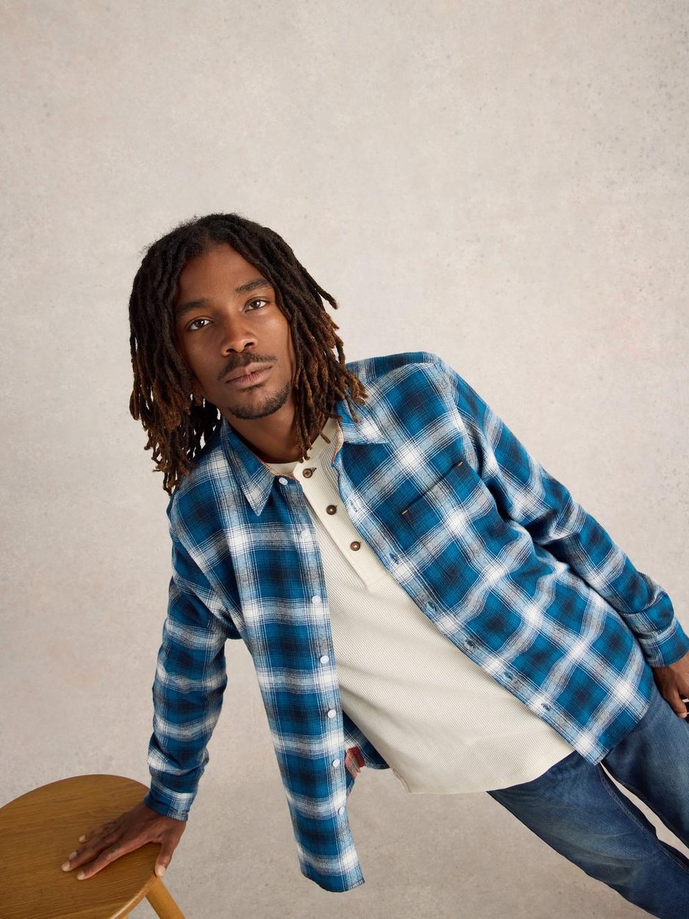 Moxley Flannel Checked Shirt in BLUE MLT - LIFESTYLE