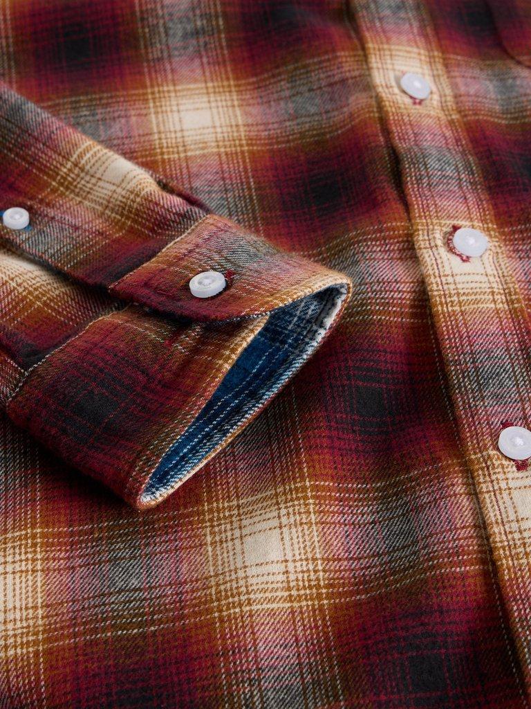 Moxley Flannel Checked Shirt in RED MLT - FLAT DETAIL