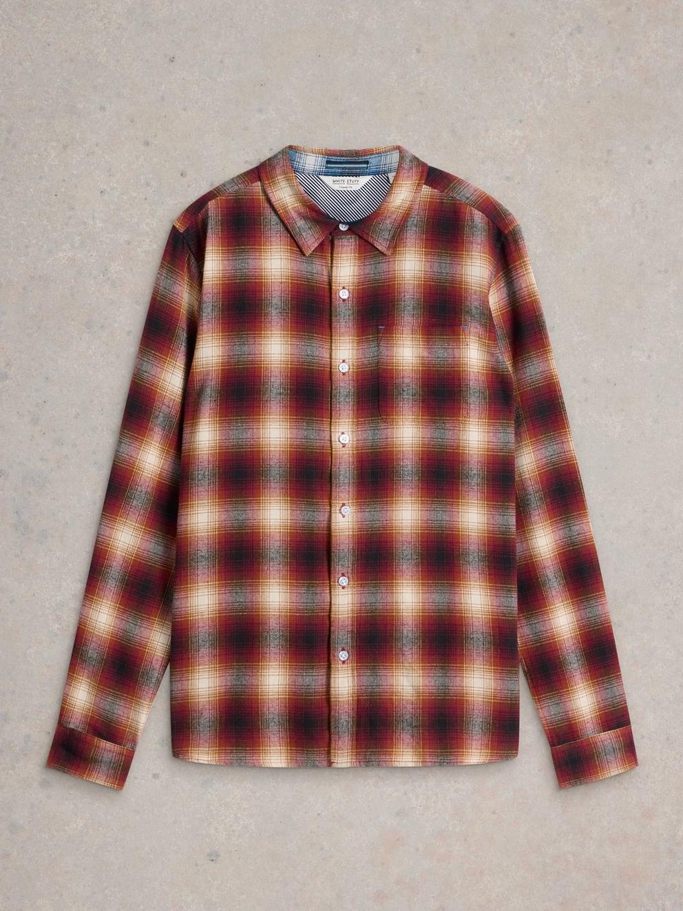 Moxley Flannel Checked Shirt in RED MLT - FLAT FRONT