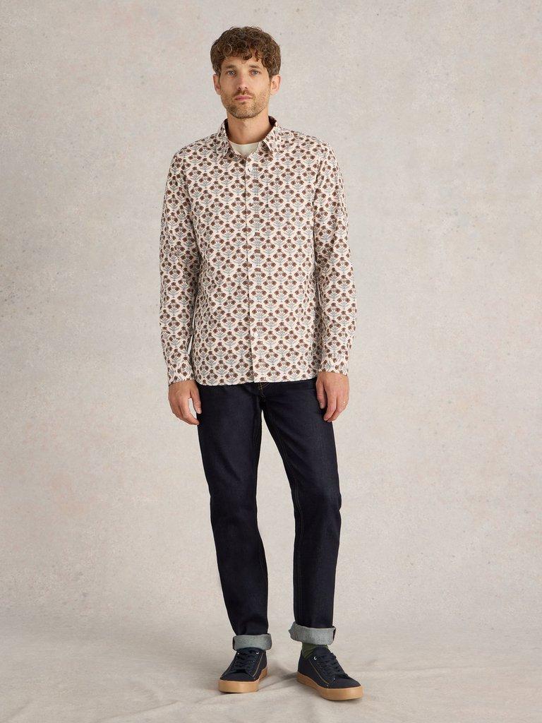 Large Dandelion Printed Shirt in NAT MLT - MODEL FRONT