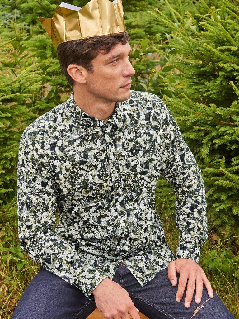 Hawthorn Bird Printed Shirt in BLK MLT - MIXED