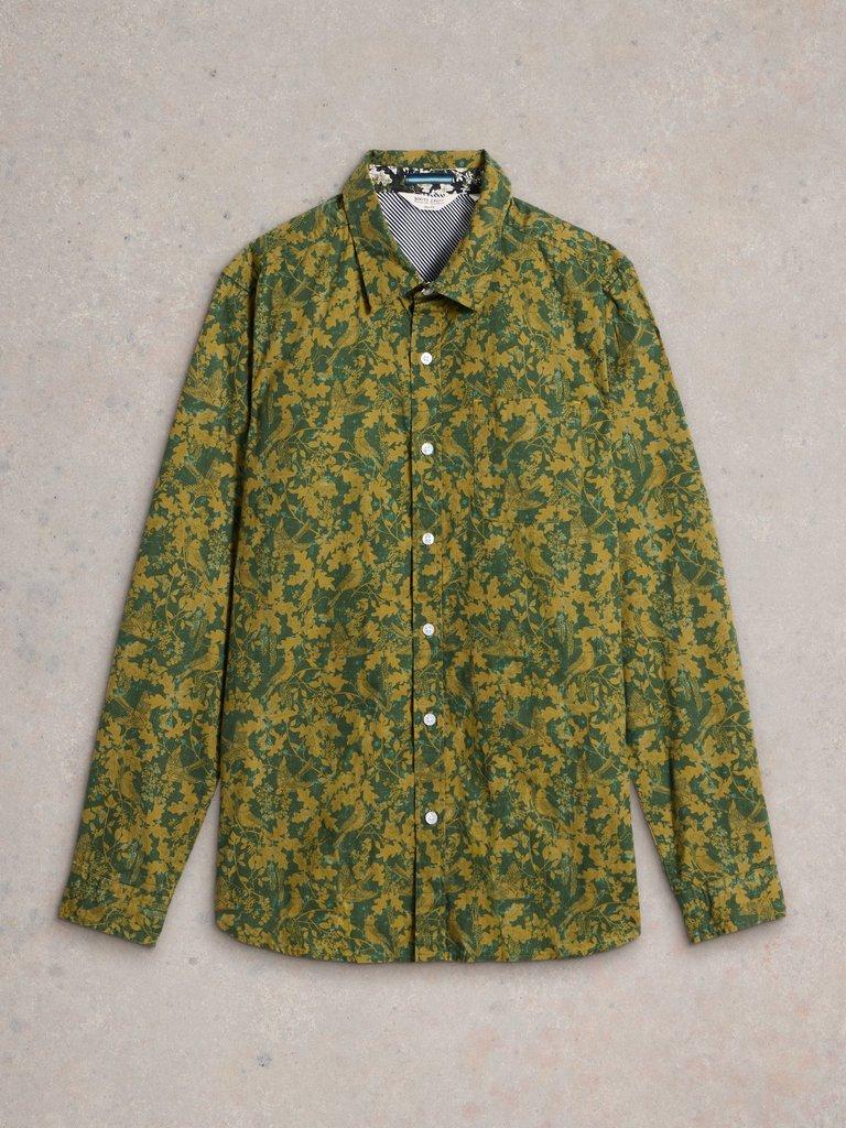 Hawthorn Bird Printed Shirt in GREEN MLT - FLAT FRONT