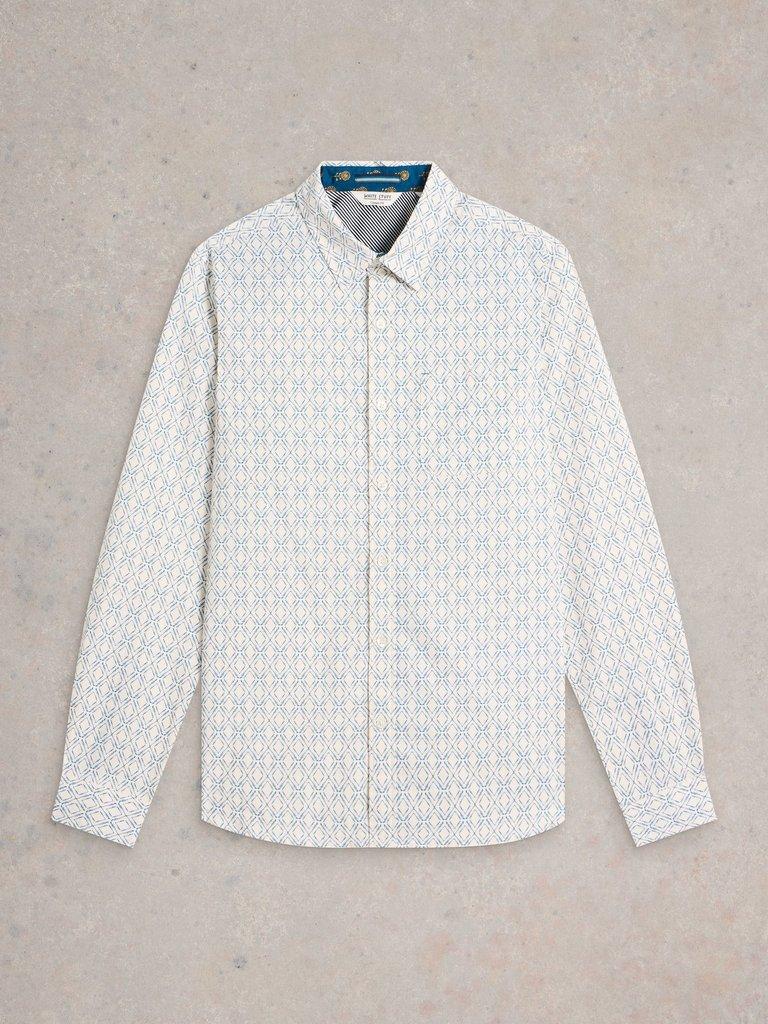 Diamond Squiggle Printed Shirt in WHITE MLT - FLAT FRONT