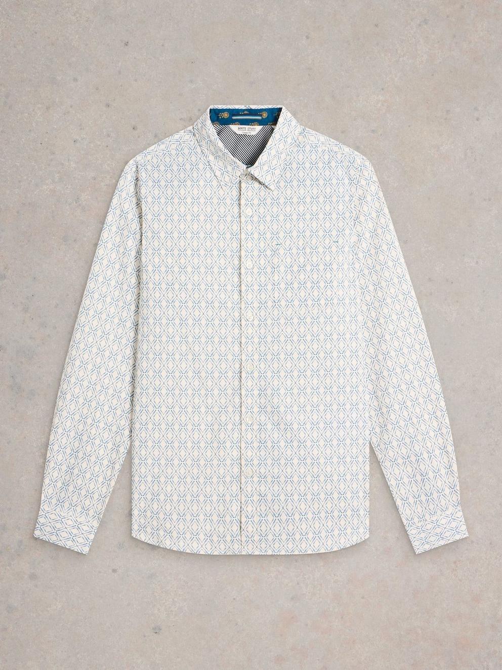Diamond Squiggle Printed Shirt in WHITE MLT - FLAT FRONT