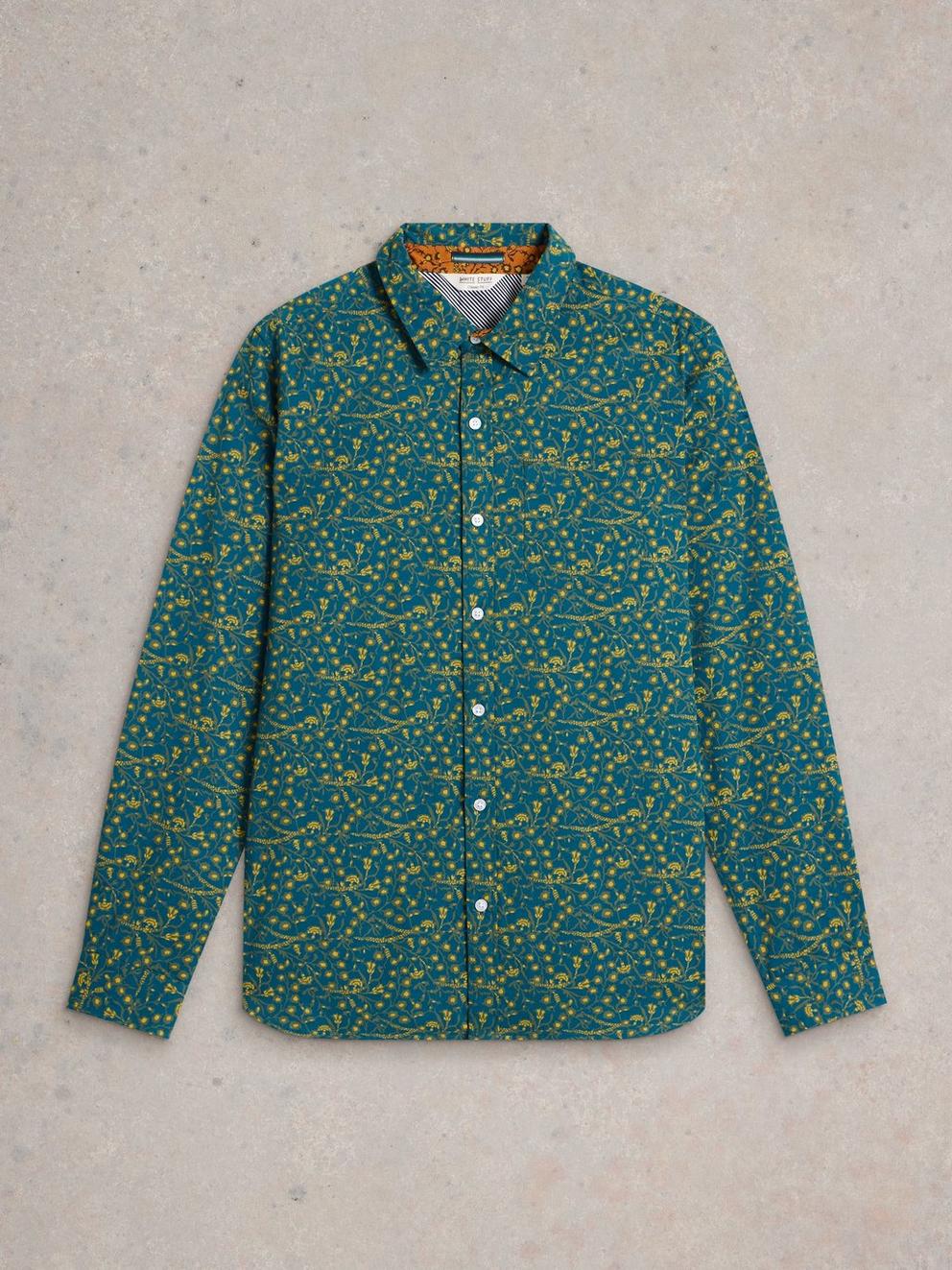 Climbing Thorns Printed Shirt in BLUE PR - FLAT FRONT