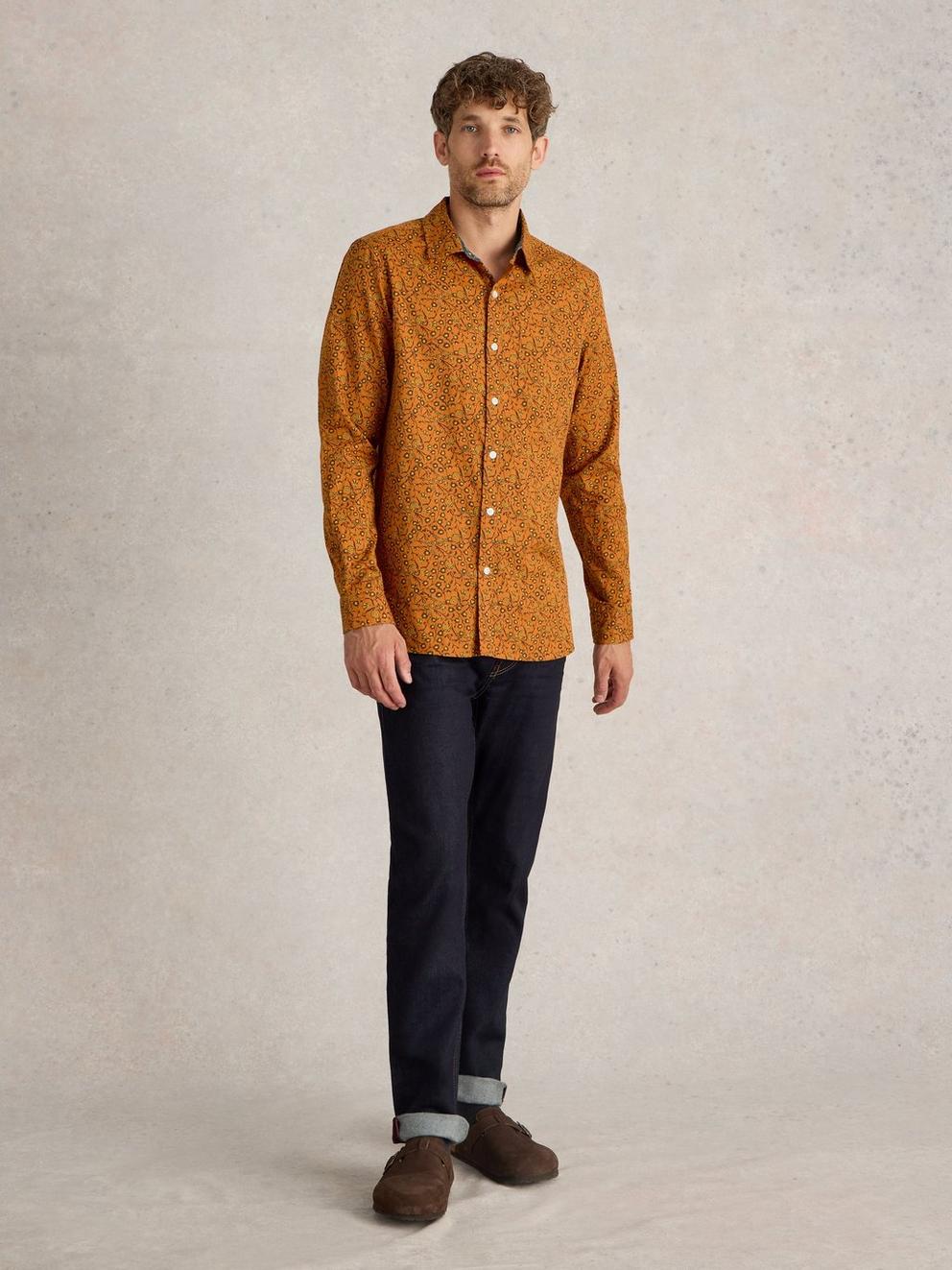 Climbing Thorns Printed Shirt in ORANGE MLT - MODEL FRONT