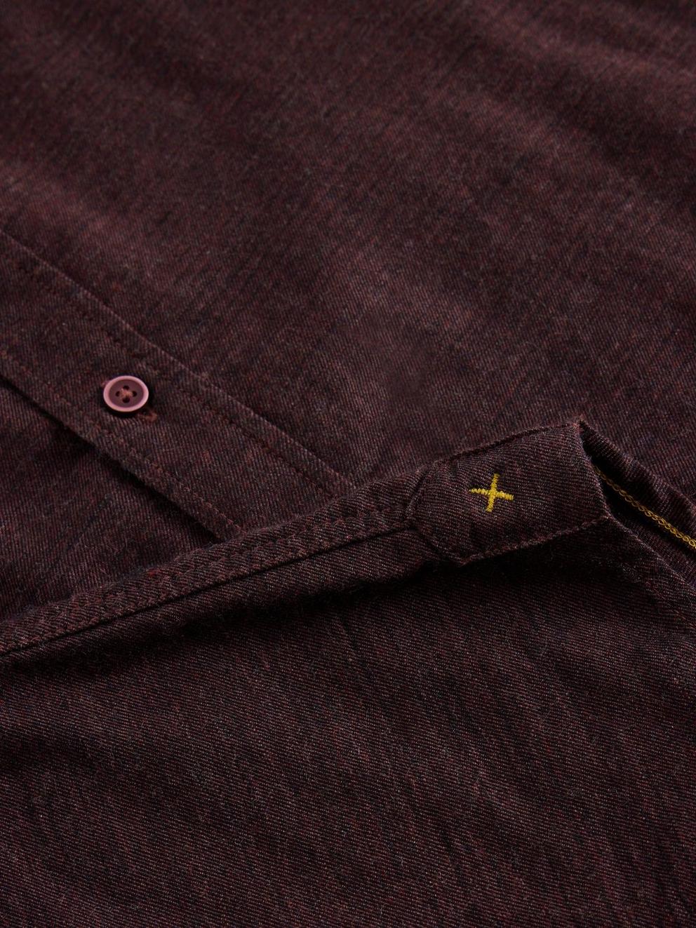 Textured Slub LS Shirt in DK PLUM - FLAT DETAIL