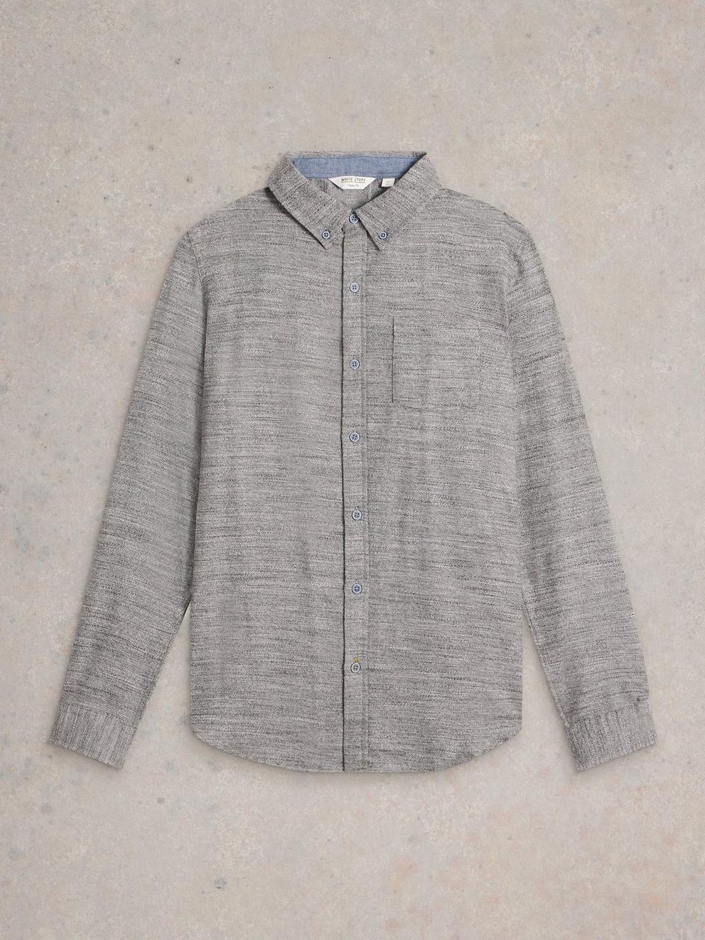 Textured Slub LS Shirt in LGT GREY - FLAT FRONT