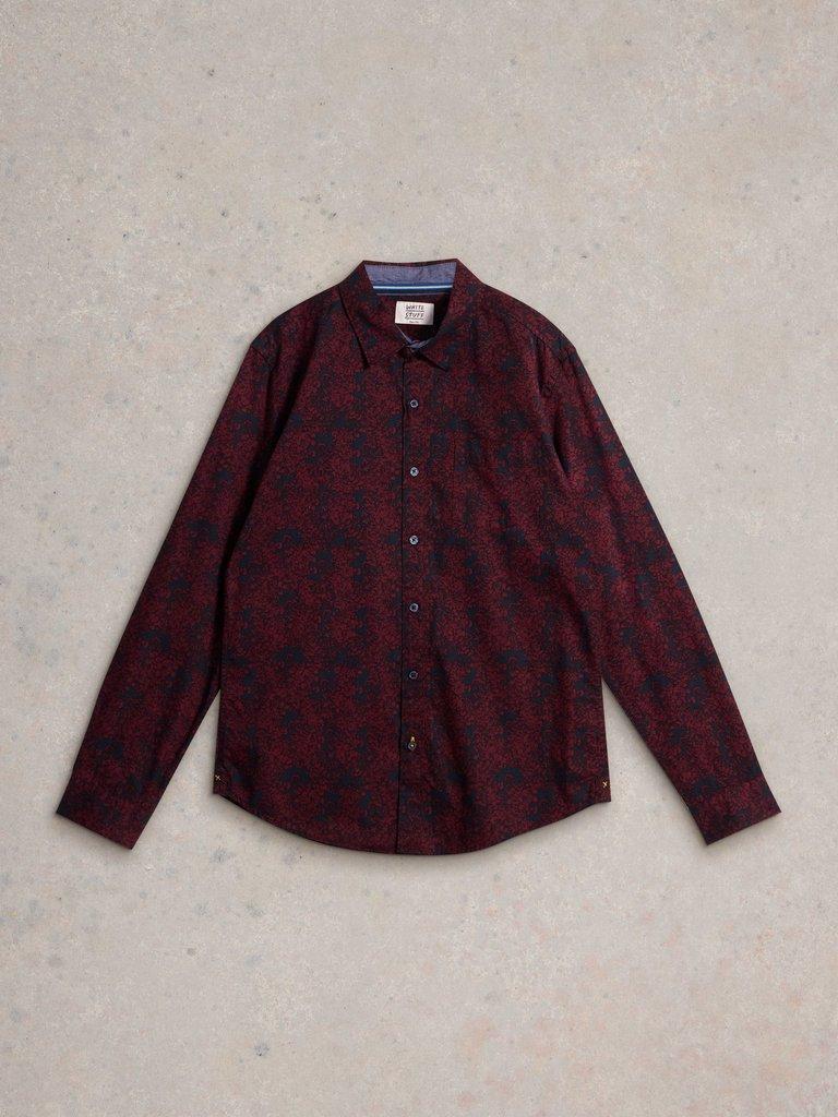 Floral Wreath Printed Shirt in PLUM PR - FLAT FRONT