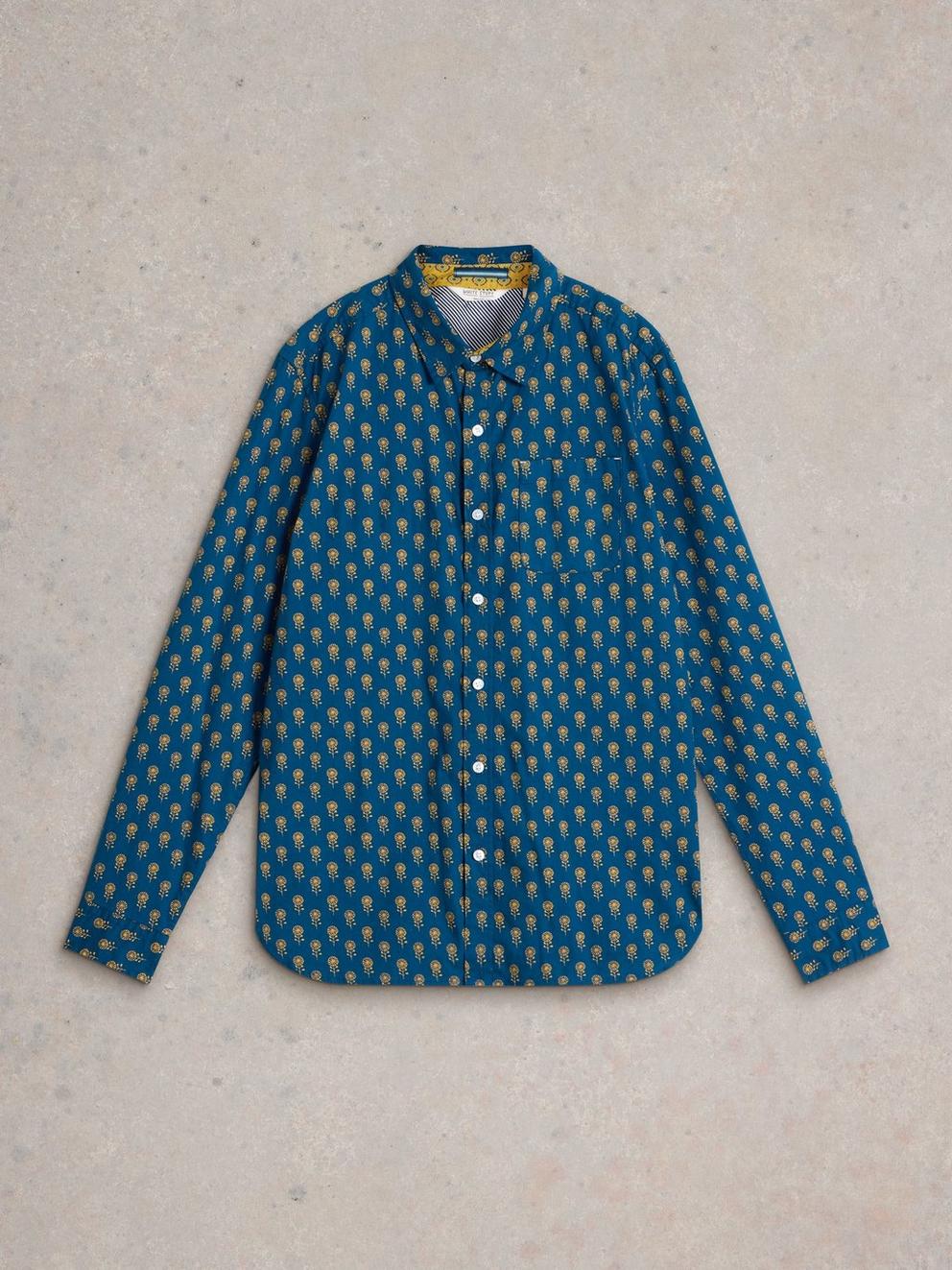 Floral Nonnie Printed Shirt in BLUE PR - FLAT FRONT