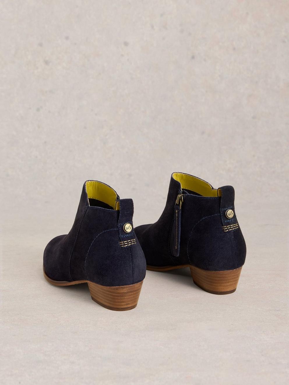 Willow Suede Ankle Boot in DARK NAVY - FLAT BACK