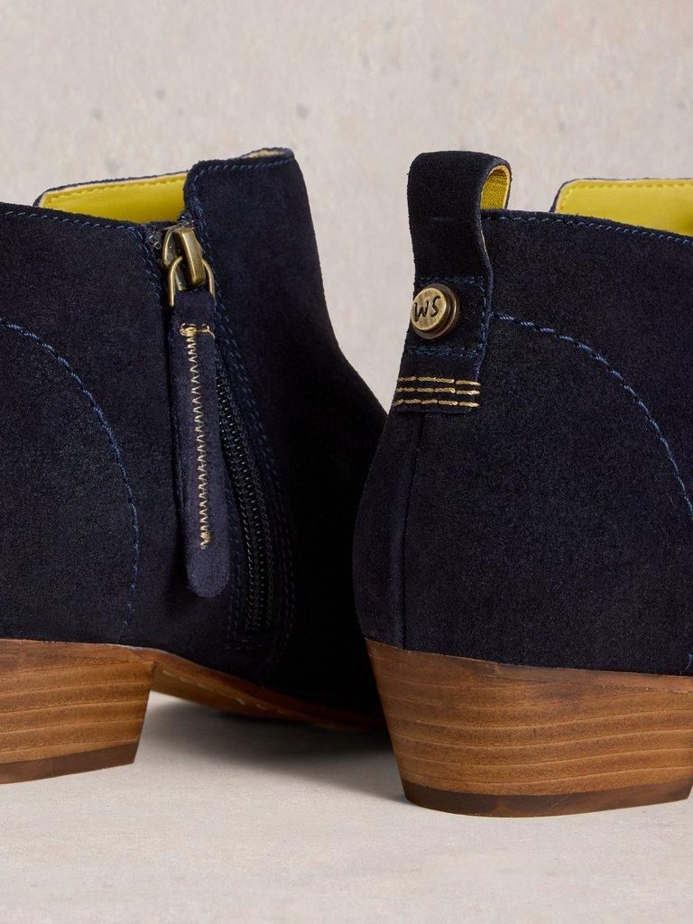 Willow Suede Ankle Boot in DARK NAVY - FLAT DETAIL