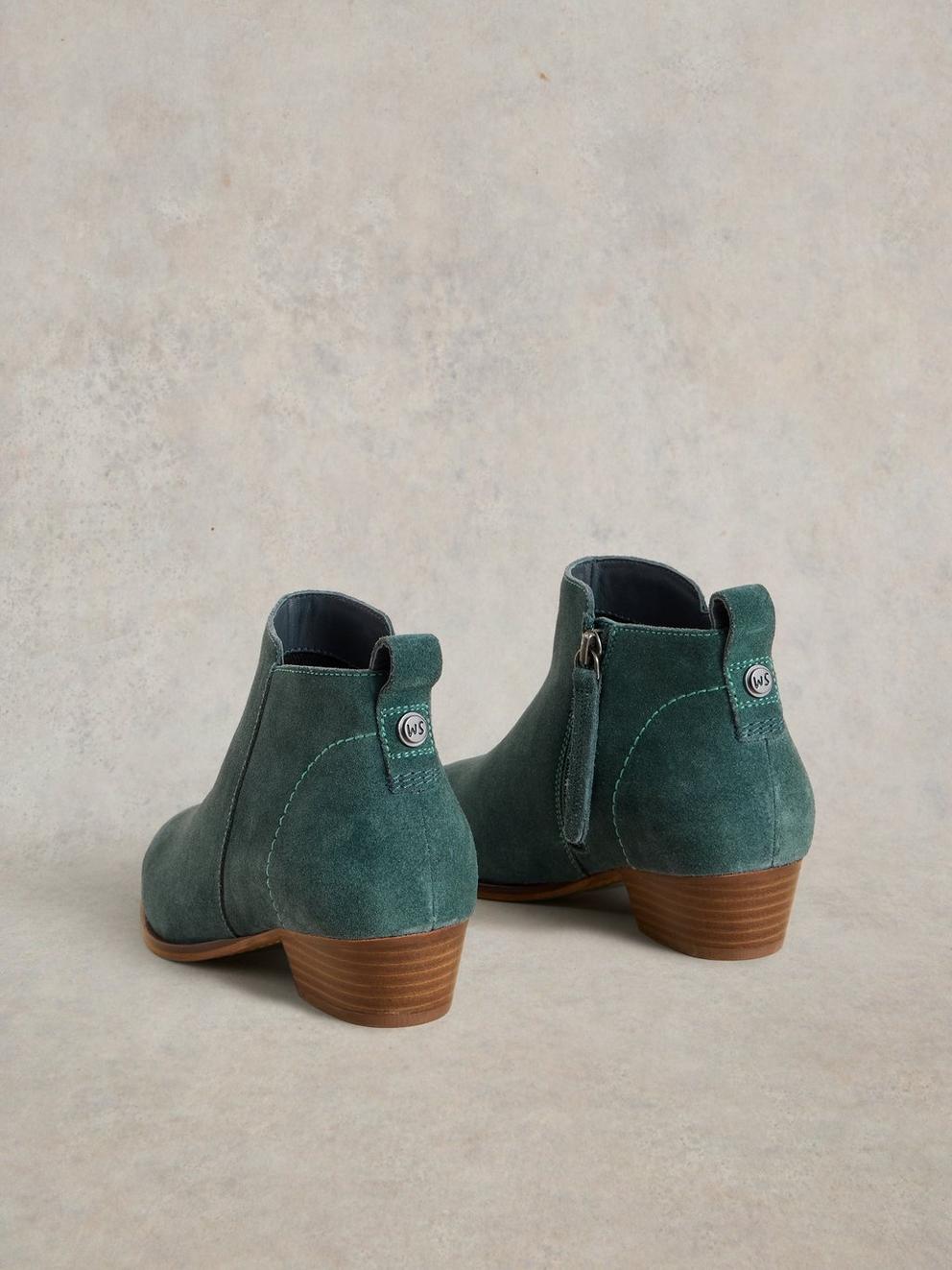 Willow Suede Ankle Boot in DK TEAL - FLAT BACK