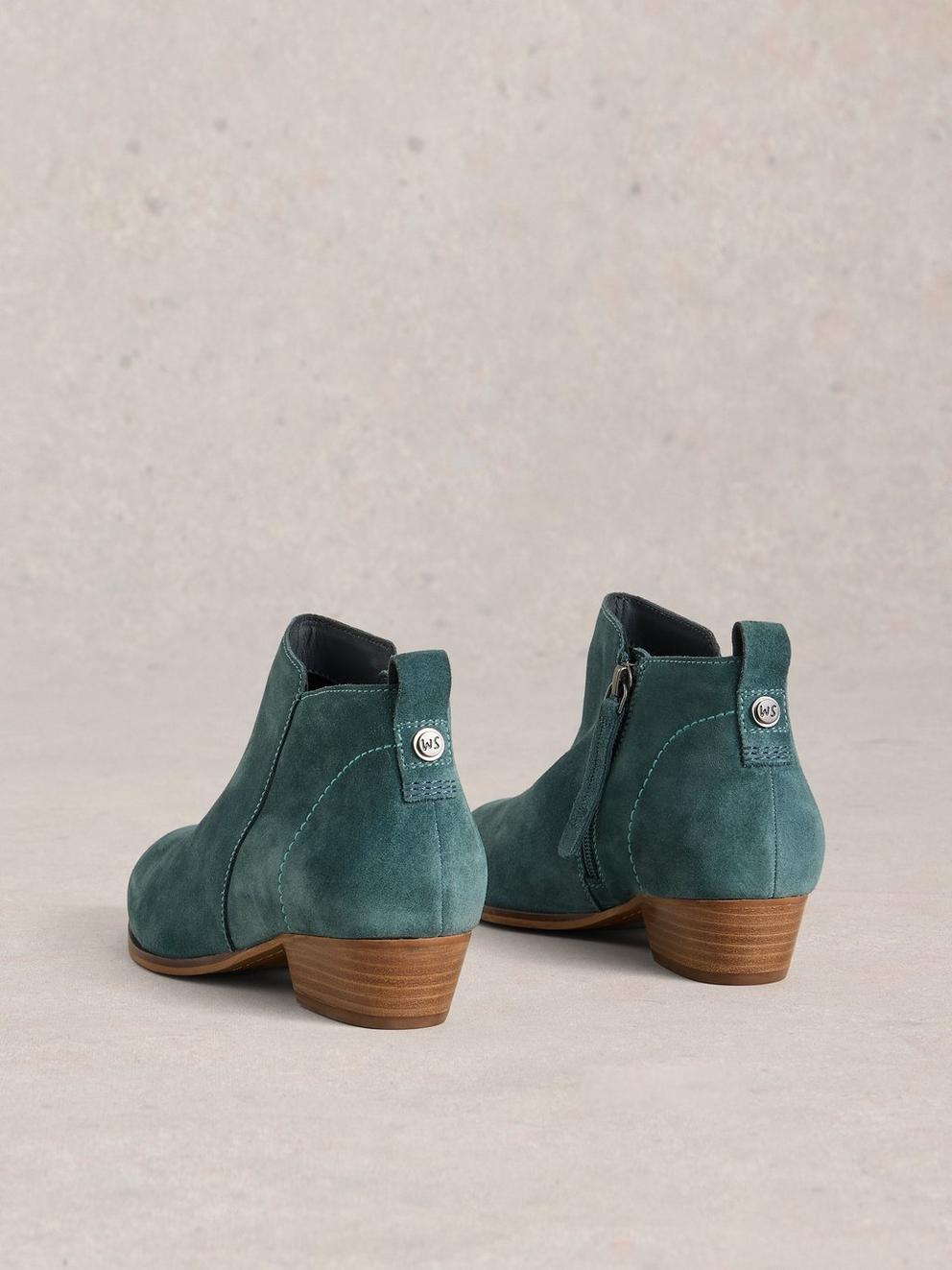 Willow Suede Ankle Boot in MID TEAL - FLAT BACK