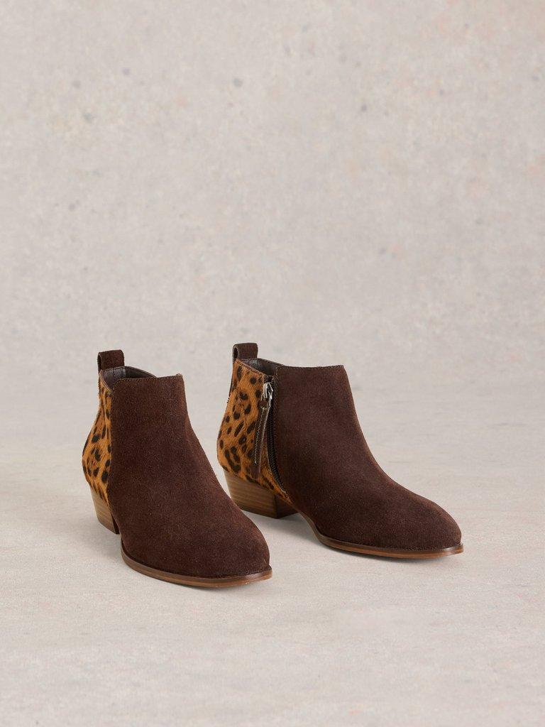 Willow Pony Ankle Suede Boot in BROWN MLT - FLAT FRONT